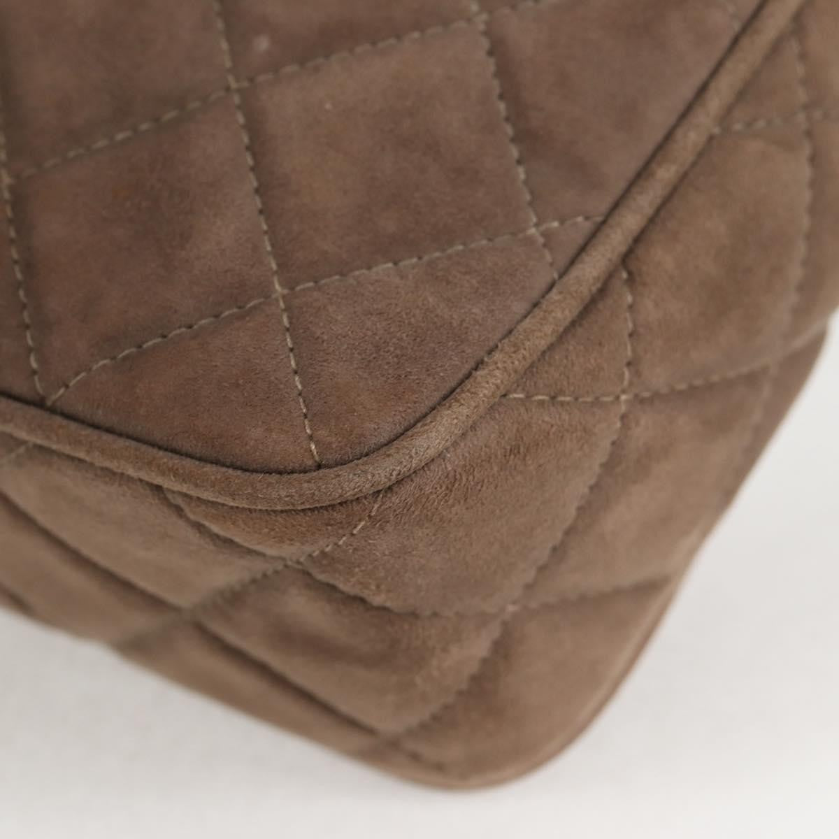 Chanel Vintage Front Pocket Camera Bag Quilted Suede, BROWN, SUEDE, Shoulder bag