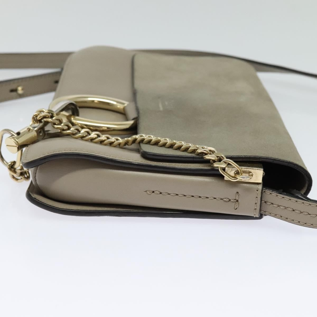 Chloe Faye Shoulder Bag Leather and Suede, Beige, Leather, Shoulder Bag