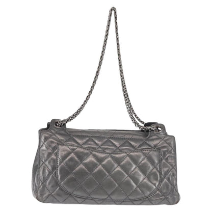 Chanel Reissue 2.55 Double Compartment Flap Bag Quilted Aged Calfskin, SILVER, LEATHER, Handbag