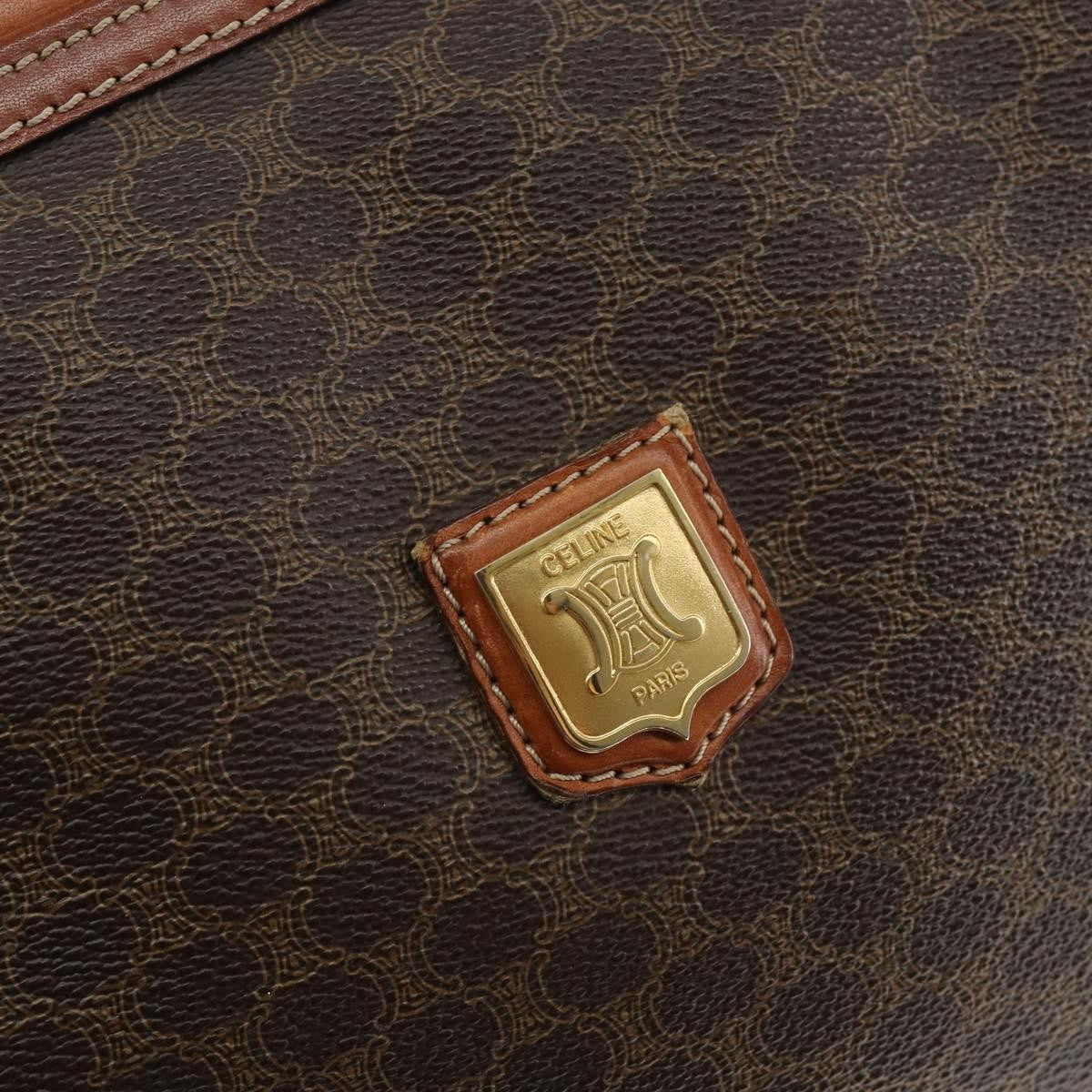 Celine Macadam Shoulder Bag PVC Leather, BROWN, CANVAS, Shoulder bag