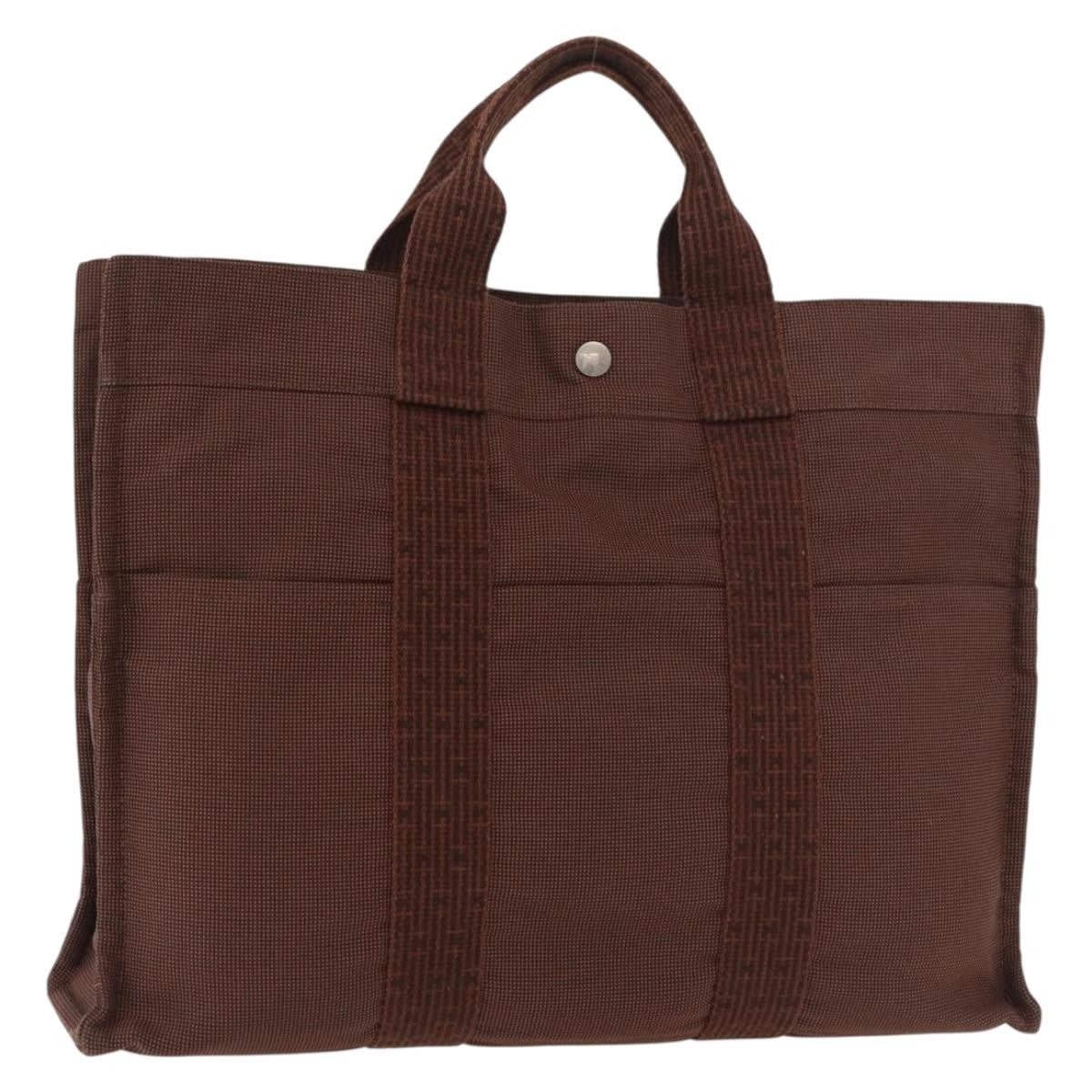 Hermes Fourre Tout Tote Canvas, Brown, Canvas, Tote Bag