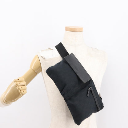 Gucci Vintage Double Belt Bag GG Canvas with Leather, BLACK, CANVAS, Shoulder bag