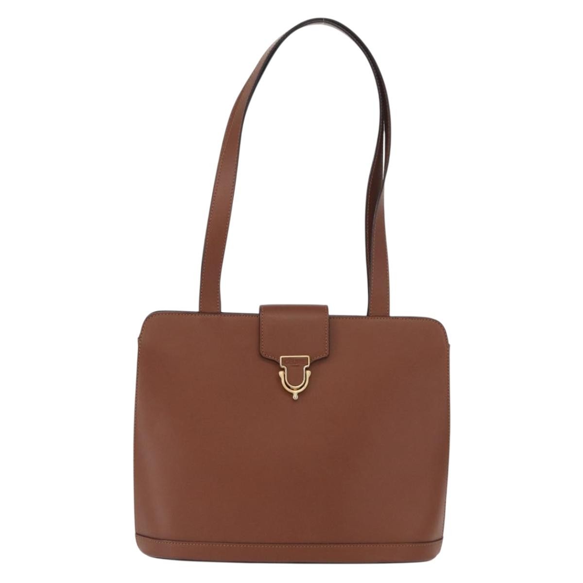Celine Vintage Shoulder Bag Leather, BROWN, LEATHER, Shoulder bag