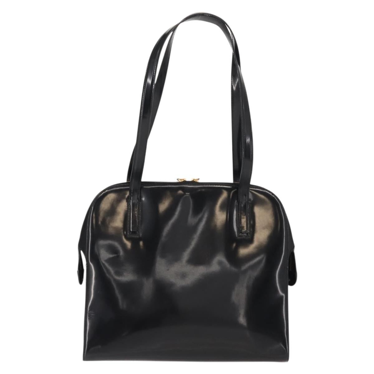 Salvatore Ferragamo Gancini Tote Patent leather, BLACK, PATENT_LEATHER, Tote bag