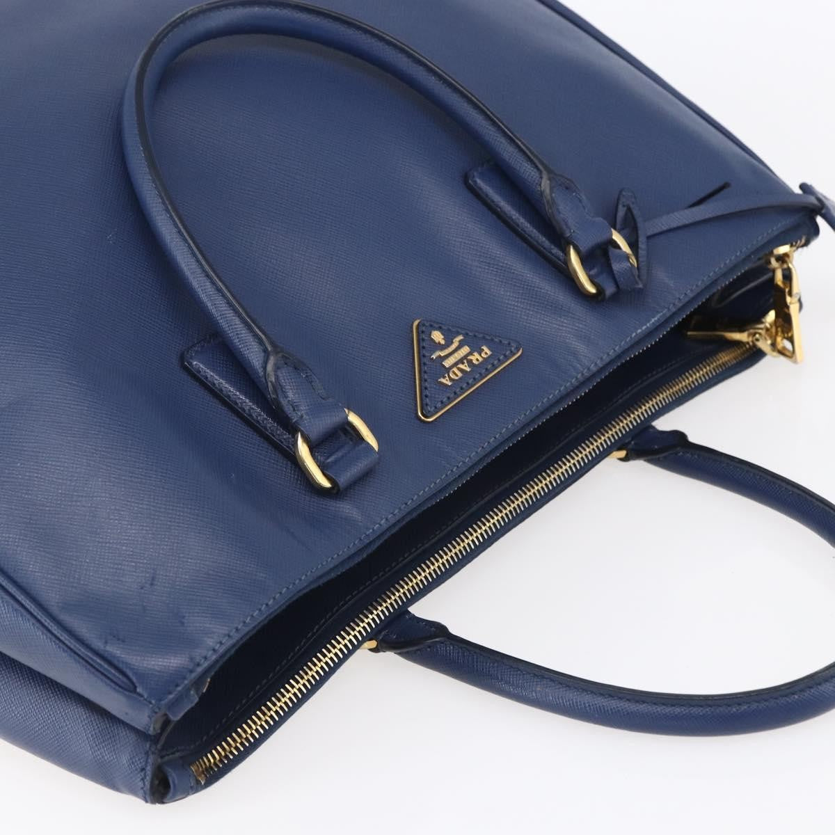 Prada Galleria Double Zip Tote Saffiano Leather, BLUE, LEATHER, Tote bag