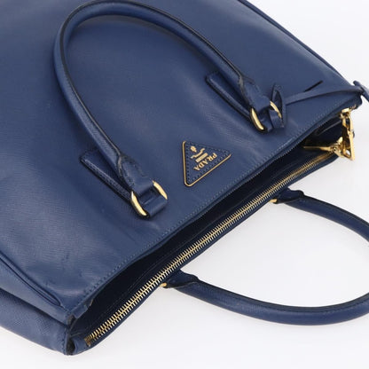Prada Galleria Double Zip Tote Saffiano Leather, BLUE, LEATHER, Tote bag