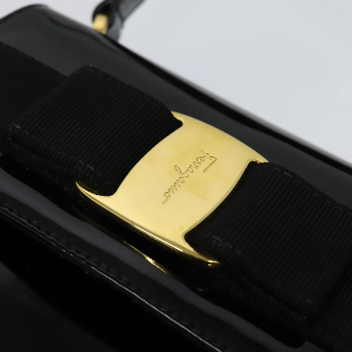 Salvatore Ferragamo Vintage Vara Bow Top Handle Bag Patent Leather, BLACK, PATENT_LEATHER, Handbag