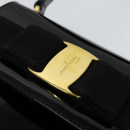 Salvatore Ferragamo Vintage Vara Bow Top Handle Bag Patent Leather, BLACK, PATENT_LEATHER, Handbag