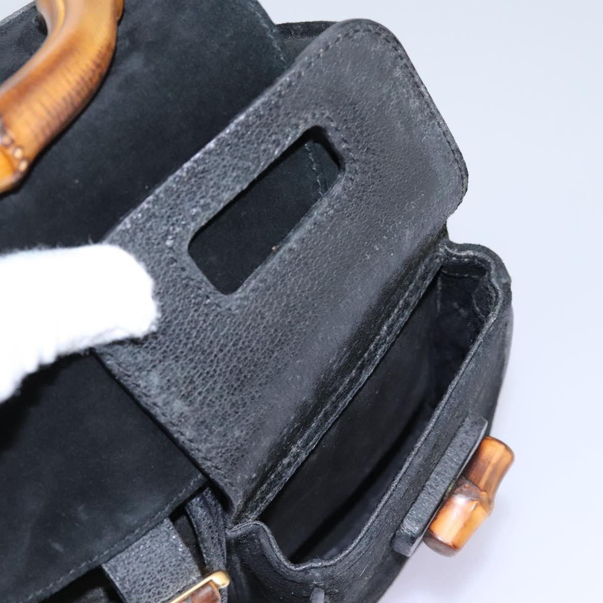 Gucci Vintage Bamboo Backpack Suede and Leather, Black, Suede, Backpack