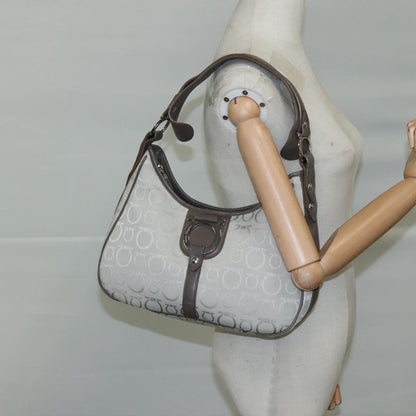 Salvatore Ferragamo Gancini Shoulder Bag Canvas, GRAY, CANVAS, Shoulder bag