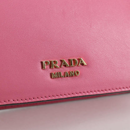 Prada Belle Top Handle Bag City Calf, PINK, LEATHER, Handbag