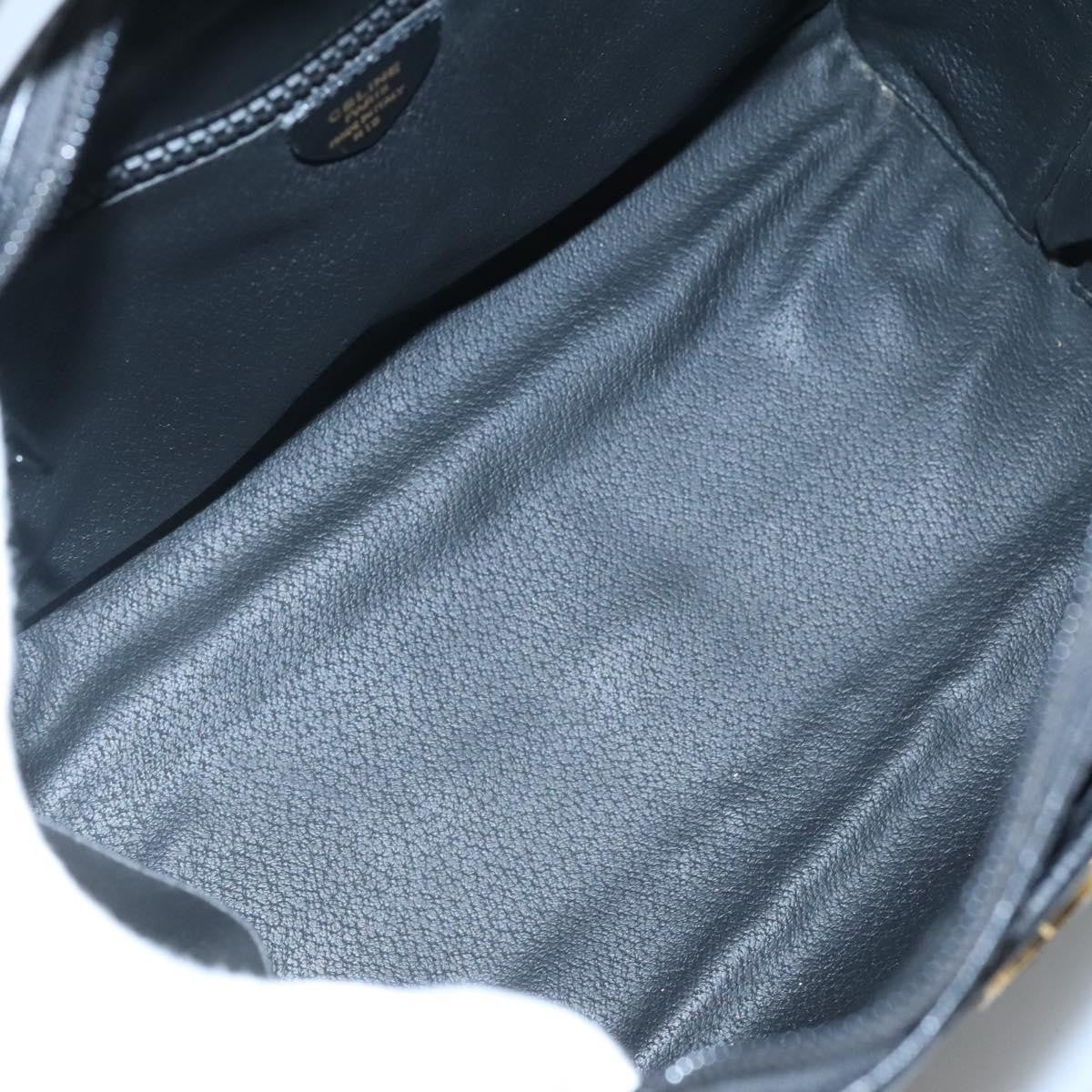 Celine Circle Logo Handbag Leather, BLACK, LEATHER, Handbag