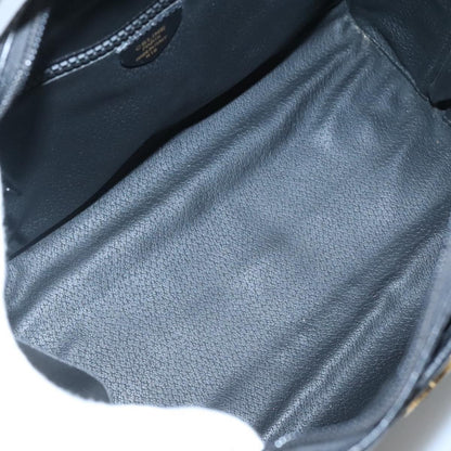 Celine Circle Logo Handbag Leather, BLACK, LEATHER, Handbag