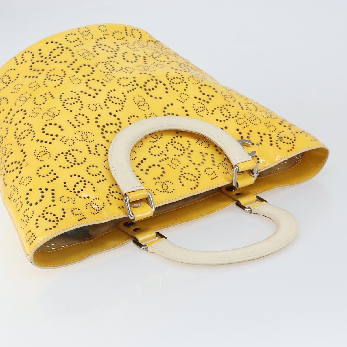 Chanel CC No.5 Shopping Tote Perforated Patent, YELLOW, PATENT_LEATHER, Tote bag