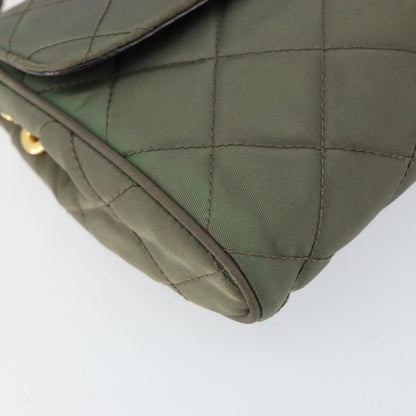 Prada Pushlock Chain Flap Bag Quilted Tessuto, KHAKI, NYLON, Shoulder bag