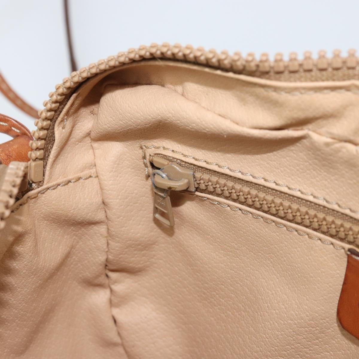 Celine Vintage Macadam Shoulder Bag Canvas and Leather, BEIGE, CANVAS, Shoulder bag