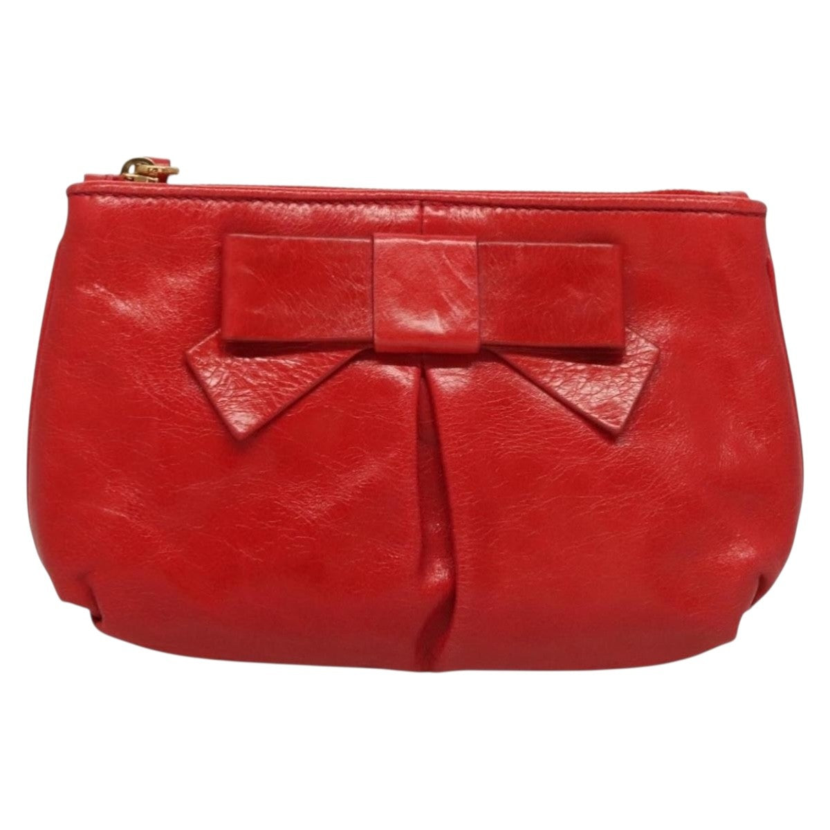 Miu Miu Zip Wristlet Pouch Leather, RED, LEATHER, Clutche & pouche