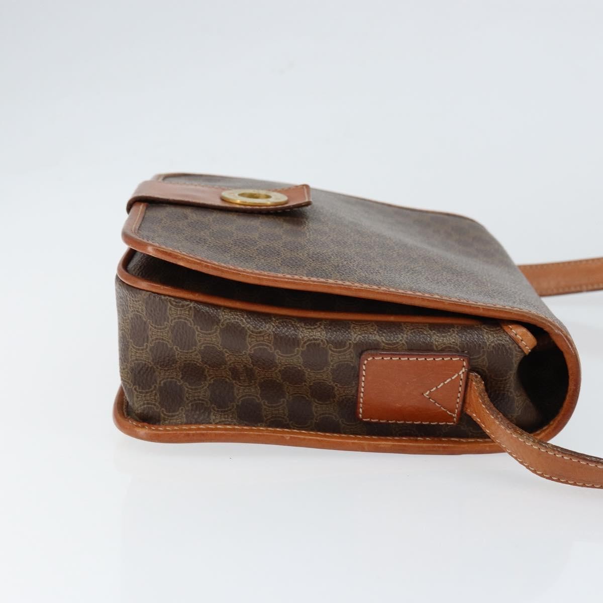 Celine Vintage Macadam Shoulder Bag Canvas and Leather, BROWN, CANVAS, Shoulder bag