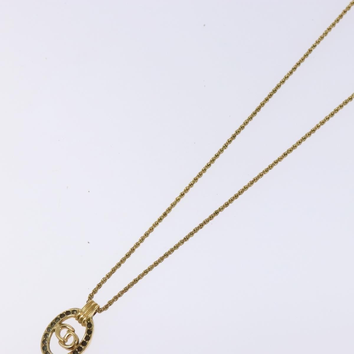 Christian Dior CD Round Pendant Necklace Metal and Crystals, GOLD, METAL, Necklace