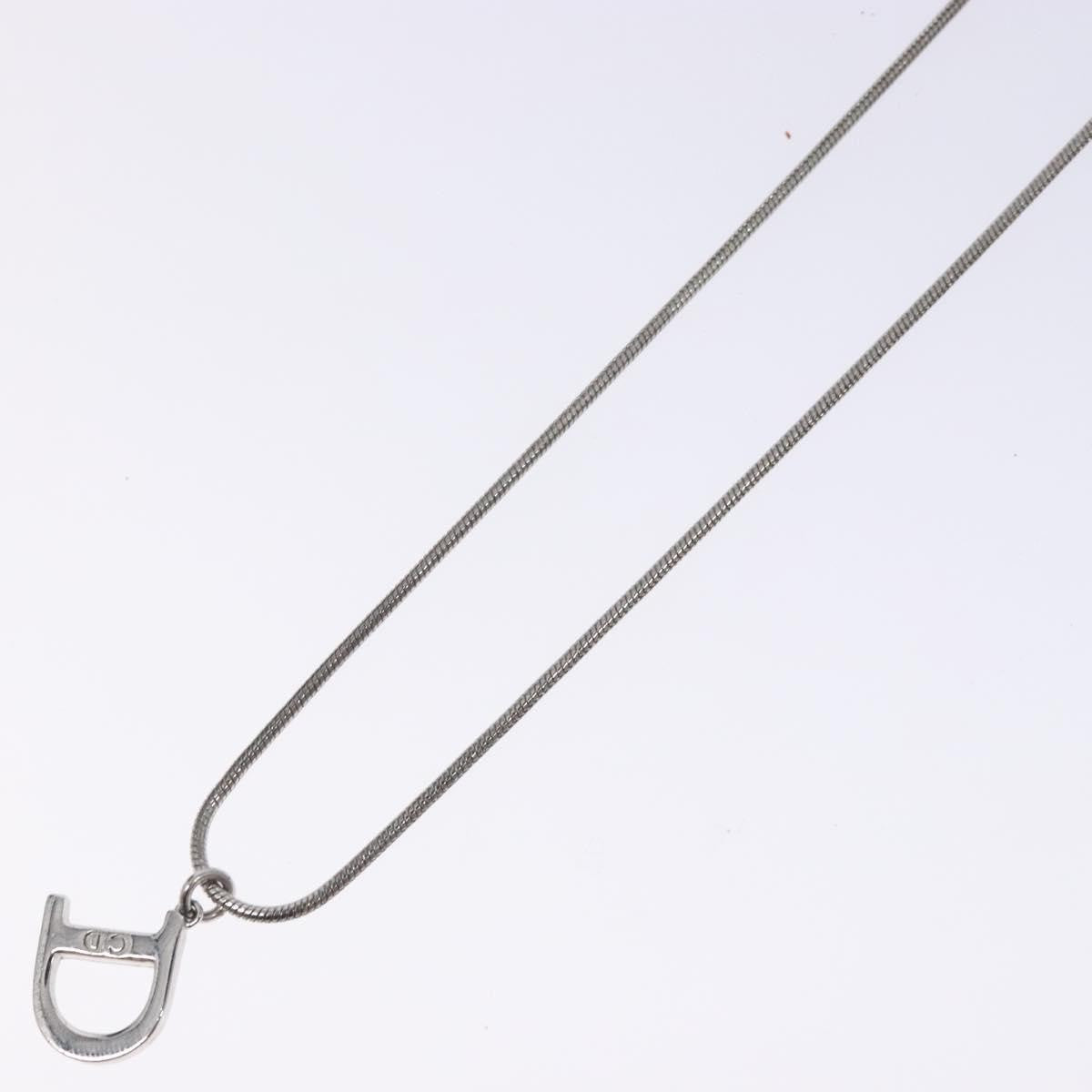 Christian Dior D logo Pendant Necklace Metal, SILVER, METAL, Necklace