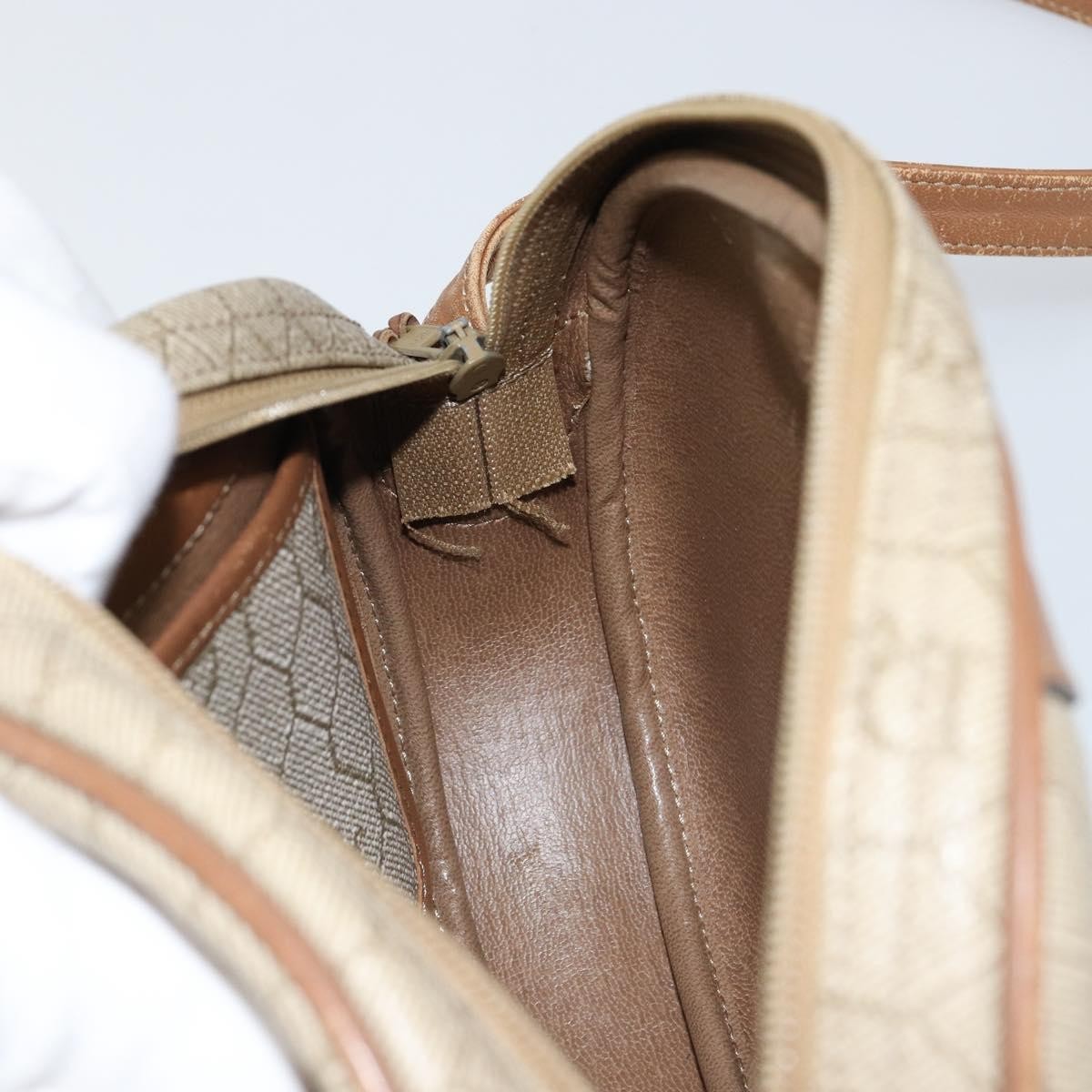 Christian Dior Vintage Honeycomb Shoulder Bag Canvas, BEIGE, CANVAS, Shoulder bag