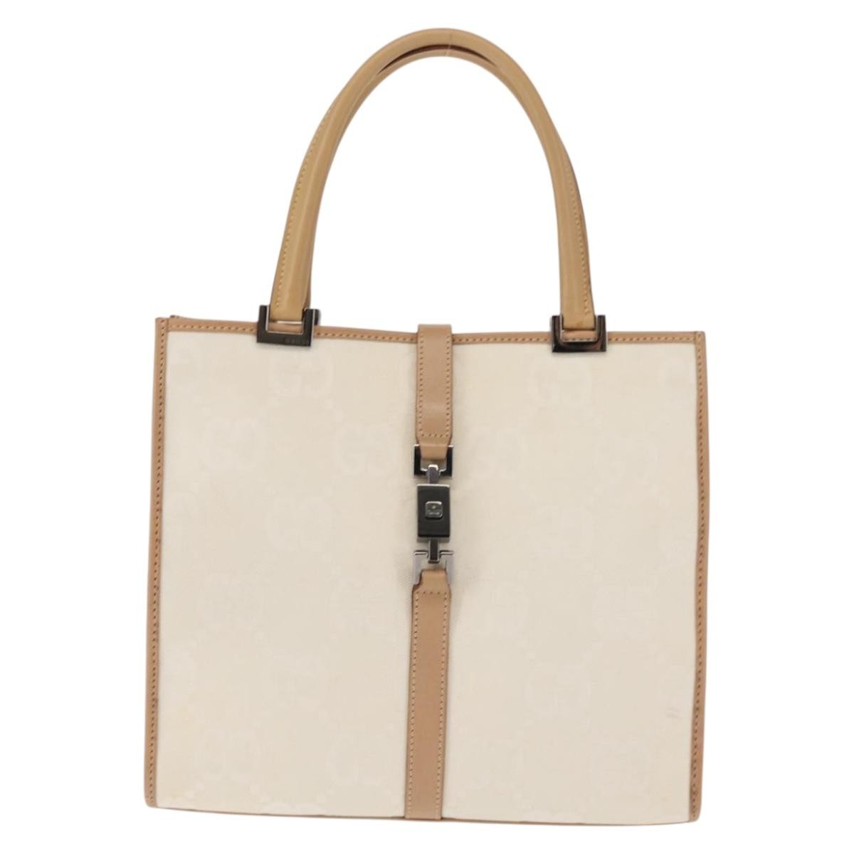 Gucci Vintage Jackie Handbag Canvas, BEIGE, CANVAS, Handbag