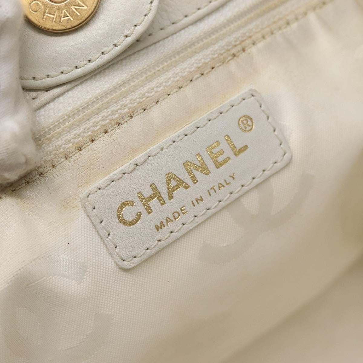 Chanel Vintage Timeless Chain Shoulder Bag Lambskin, WHITE, LEATHER, Tote bag