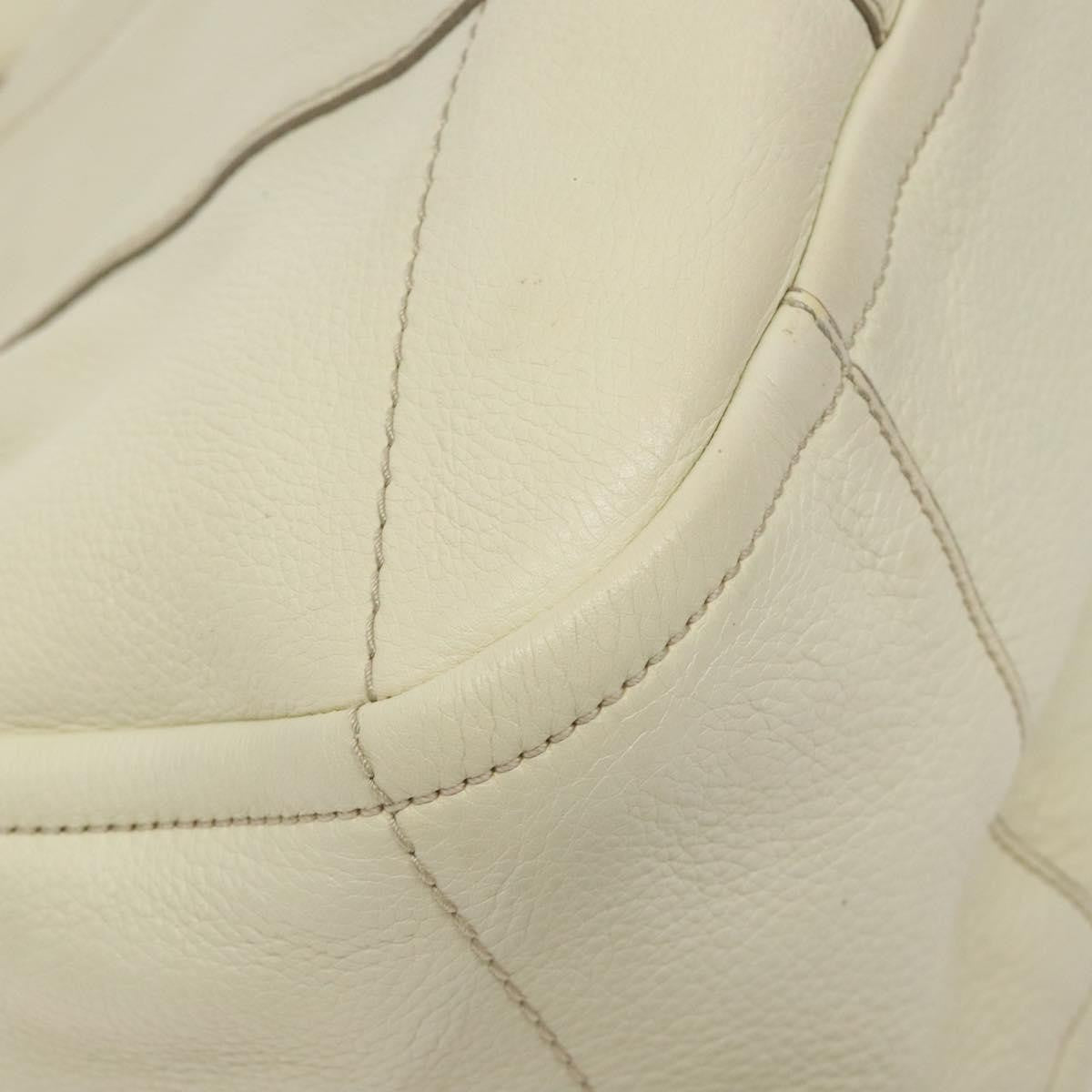 Salvatore Ferragamo Gancini Hobo Stitched Leather, WHITE, LEATHER, Handbag