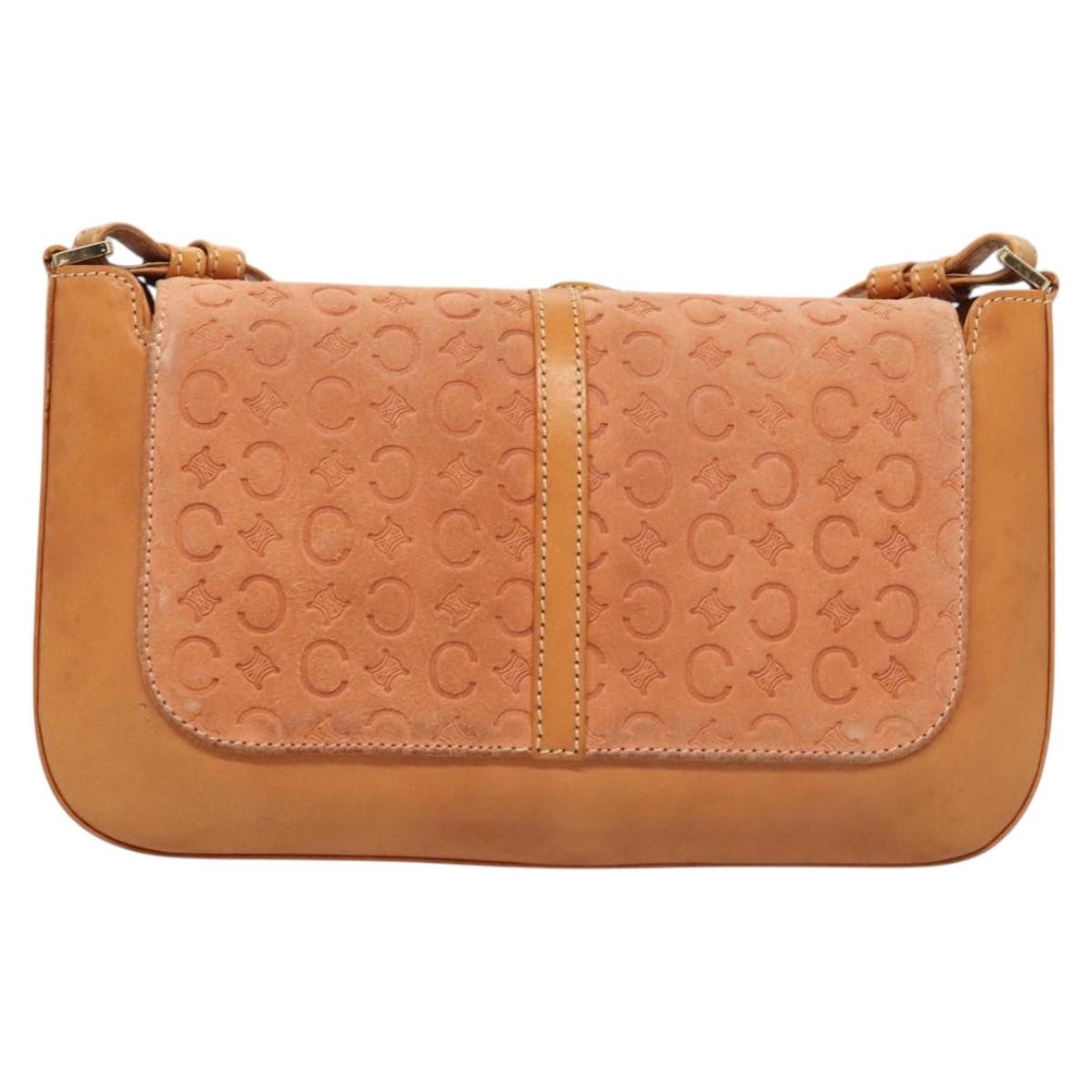 Celine Vintage Macadam Shoulder Bag Canvas and Leather, PINK, CANVAS, Shoulder bag