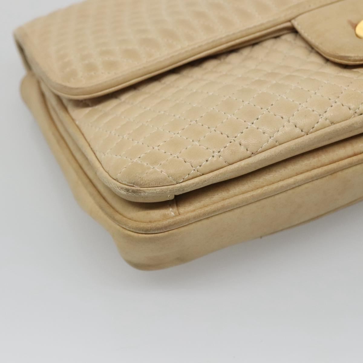 Bally Vintage Chain Shoulder Bag Quilted Leather, BEIGE, LEATHER, Shoulder bag