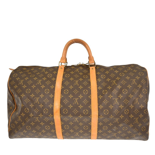 Louis Vuitton Keepall Bag Monogram Canvas, BROWN, CANVAS, Travel bag