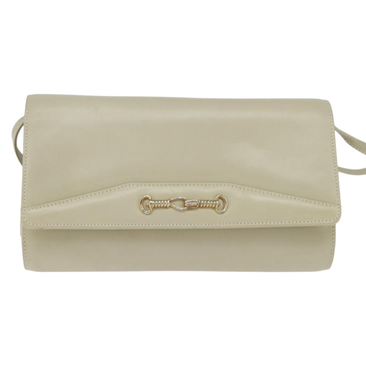Celine Flap Shoulder Bag Leather, BEIGE, LEATHER, Shoulder bag