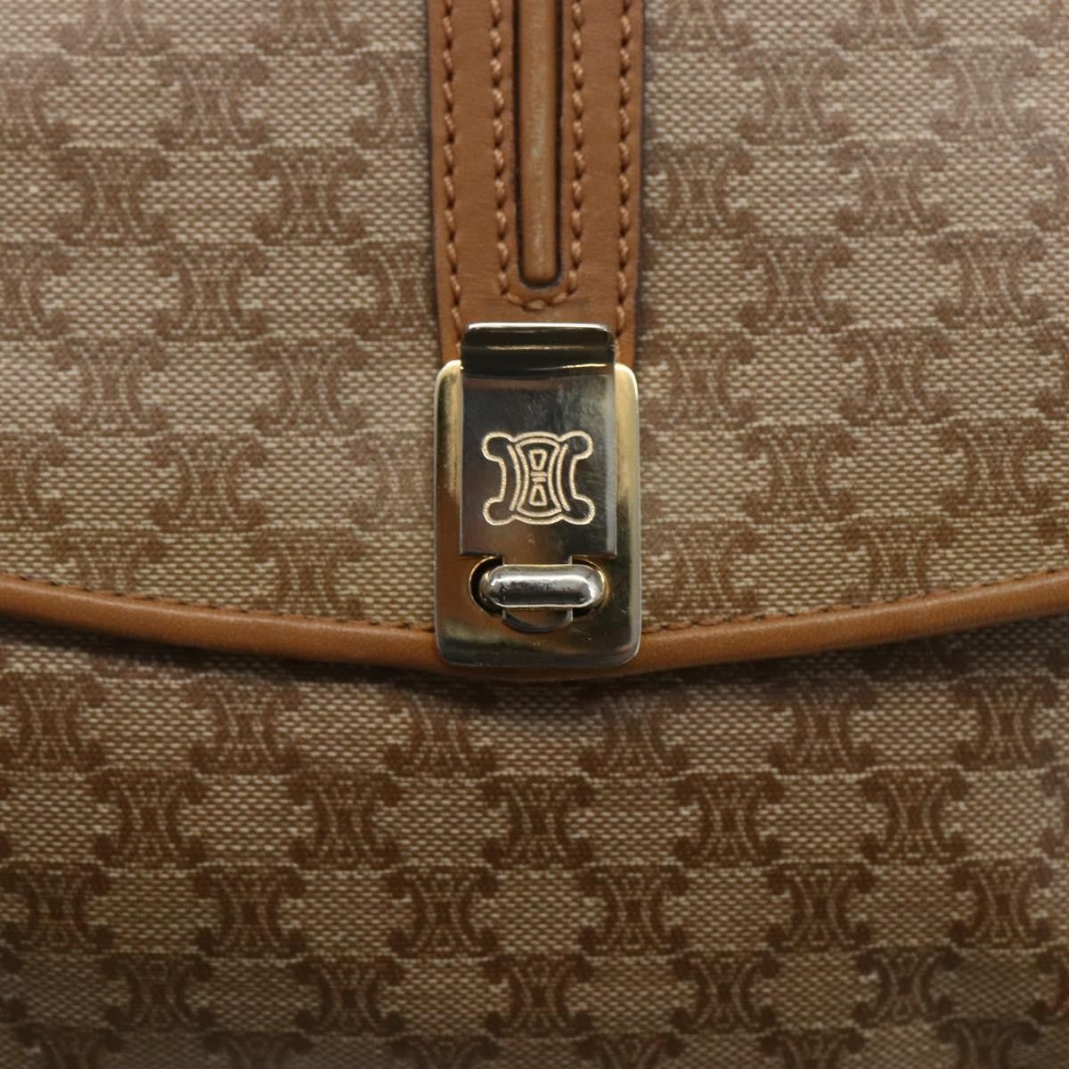 Celine Vintage Macadam Shoulder Bag Canvas and Leather, BEIGE, CANVAS, Shoulder bag