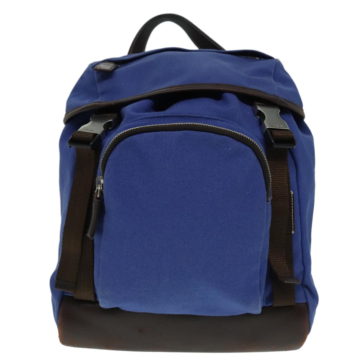 Prada Logo Backpack Canvas, BLUE, CANVAS, Backpack