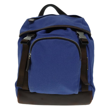 Prada Logo Backpack Canvas, BLUE, CANVAS, Backpack