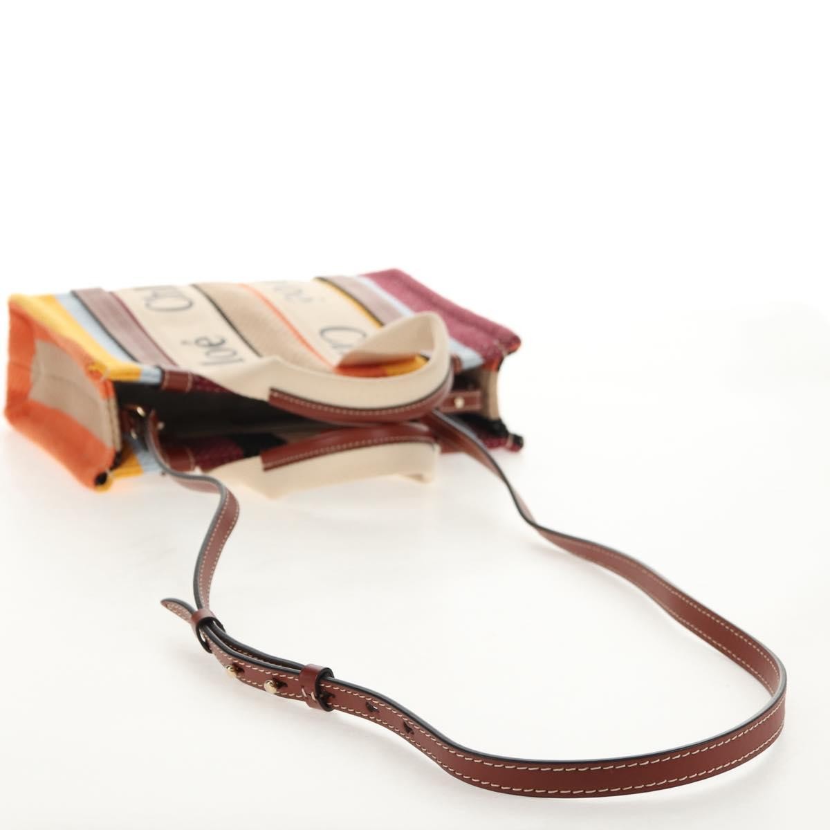 Chloe Woody Tote Canvas with Leather, MULTICOLOUR, CANVAS, Tote bag