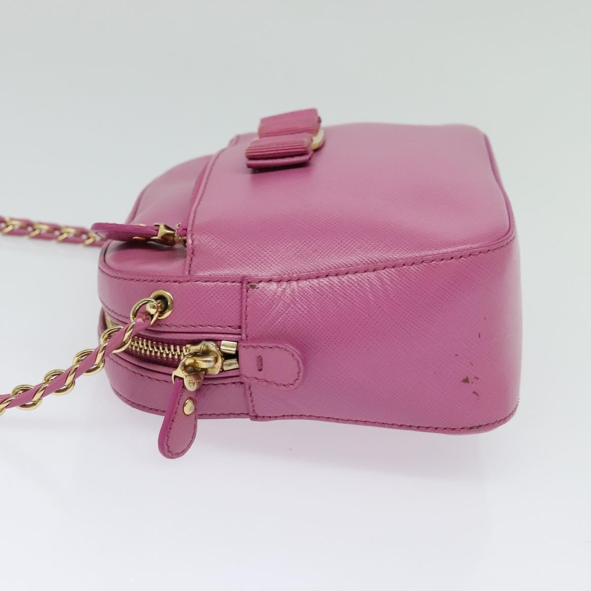 Salvatore Ferragamo Vara Chain Flap Shoulder Bag Leather, PINK, LEATHER, Shoulder bag