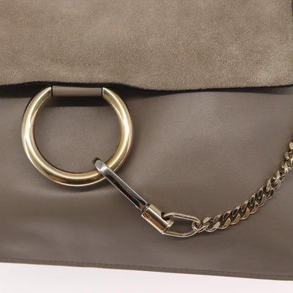 Chloe Faye Shoulder Bag Leather and Suede, BEIGE, SUEDE, Shoulder bag