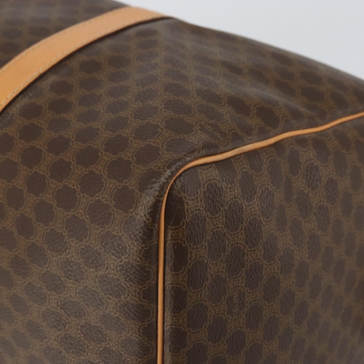 Celine Vintage Macadam Boston bag Canvas and Leather, BROWN, PVC, Travel bag