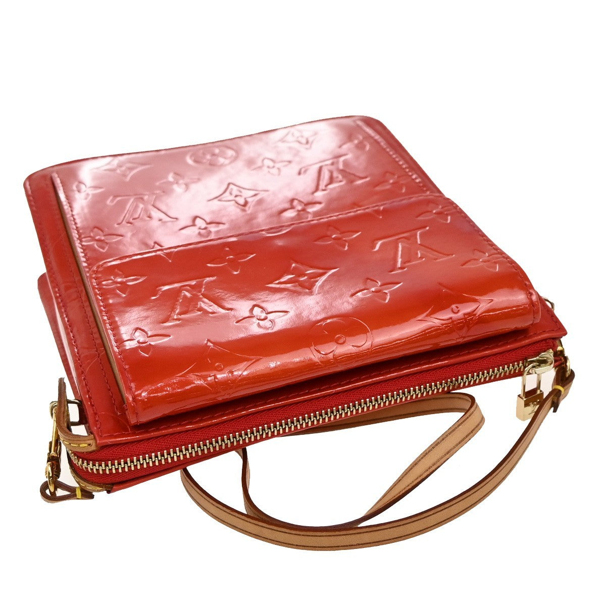 Louis Vuitton Mott Handbag Monogram Vernis, RED, PATENT_LEATHER, Clutche & pouche