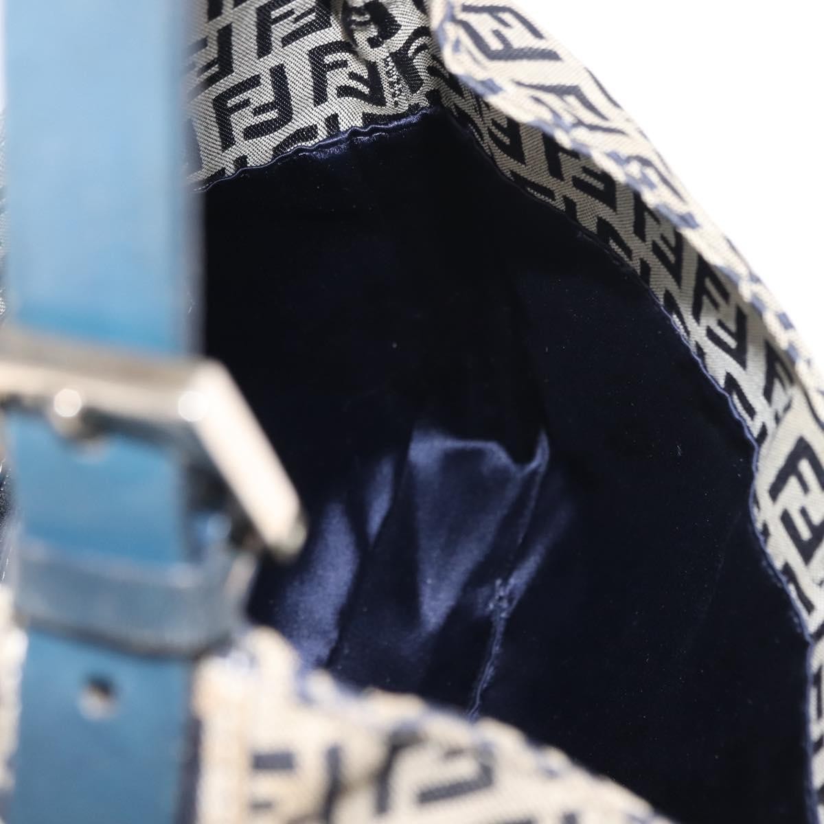 Fendi Belted Flap Shoulder Bag Zucchino Coated Canvas, NAVY, CANVAS, Shoulder bag