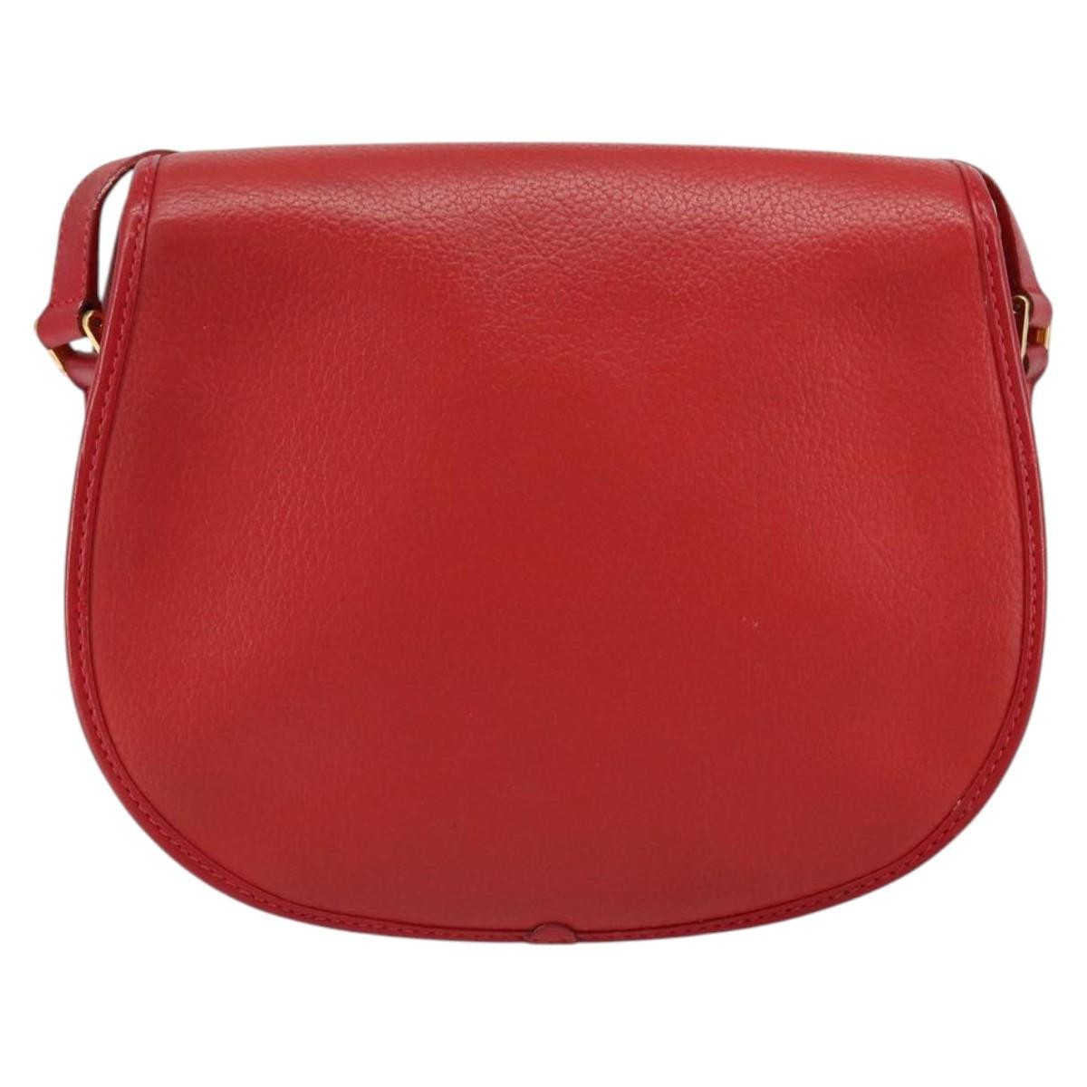 Gucci Vintage Flap Shoulder Bag Leather, RED, LEATHER, Shoulder bag