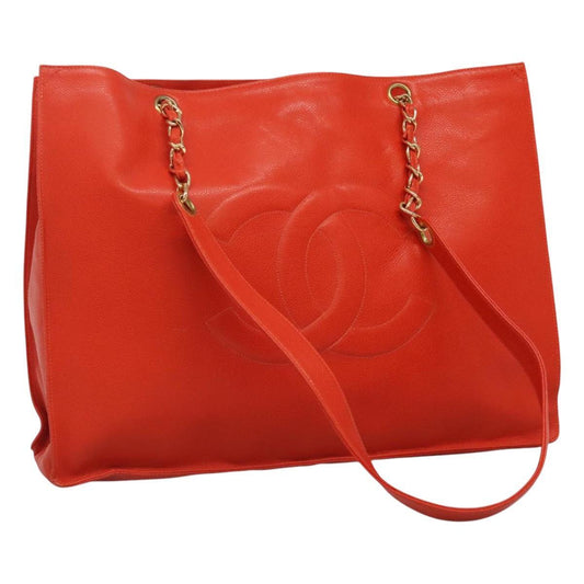 Chanel Grand Shopping Tote Quilted Calfskin, ORANGE, LEATHER, Tote bag