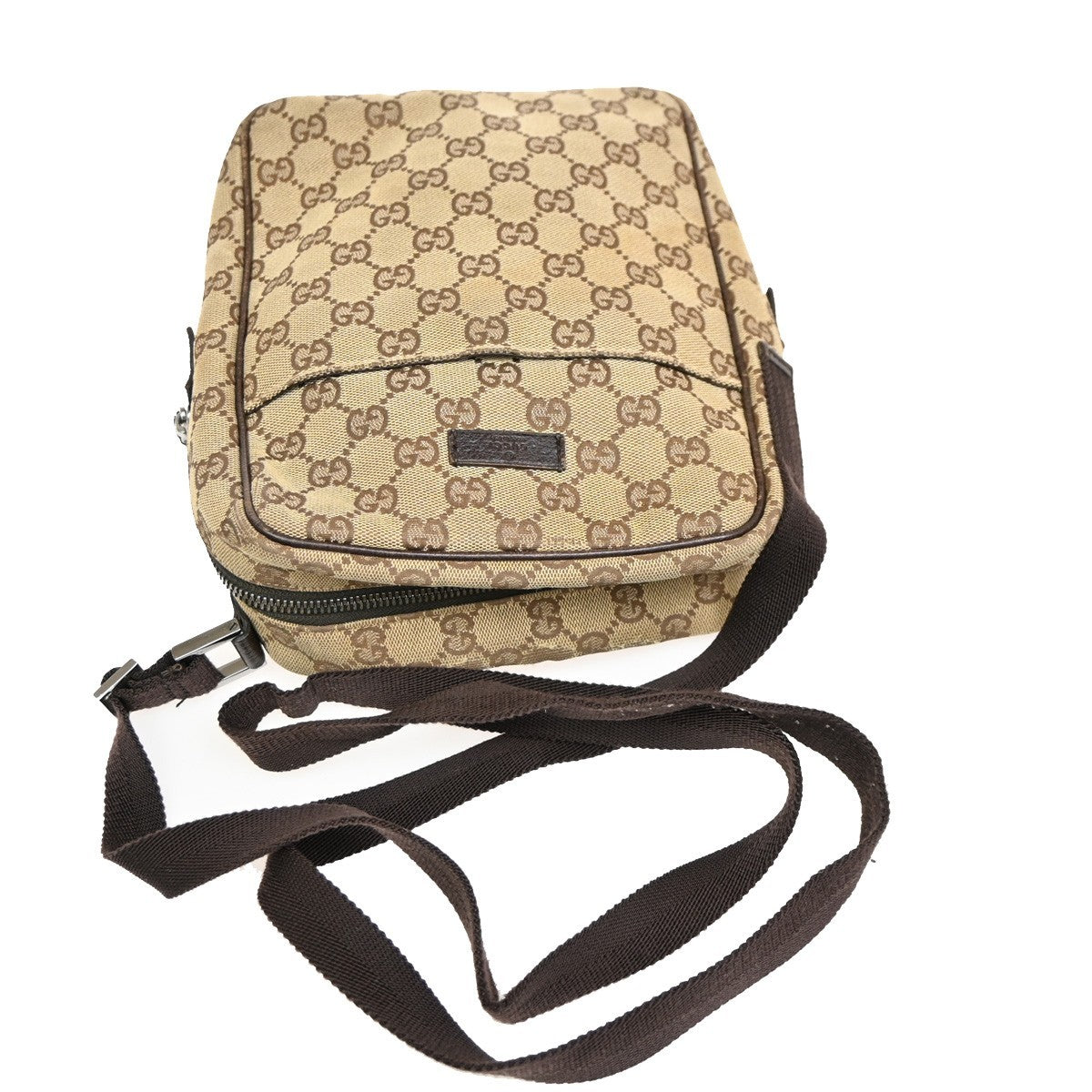 Gucci Vintage Front Pocket Flat Messenger GG Canvas, BEIGE, CANVAS, Shoulder bag