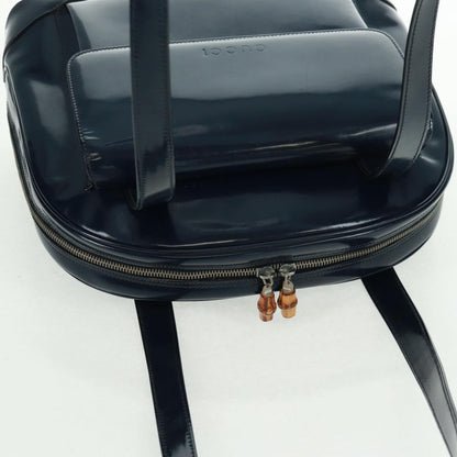 Gucci Vintage Bamboo Shoulder Bag Leather, NAVY, LEATHER, Shoulder bag