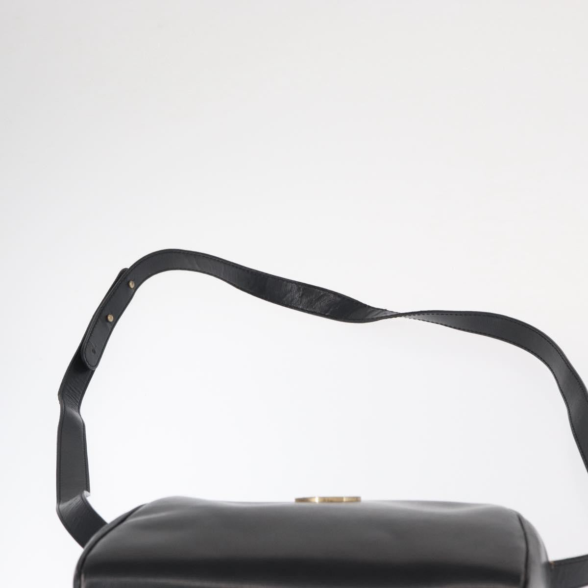 Celine Vintage Circle Logo Crossbody Bag Leather, BLACK, LEATHER, Shoulder bag