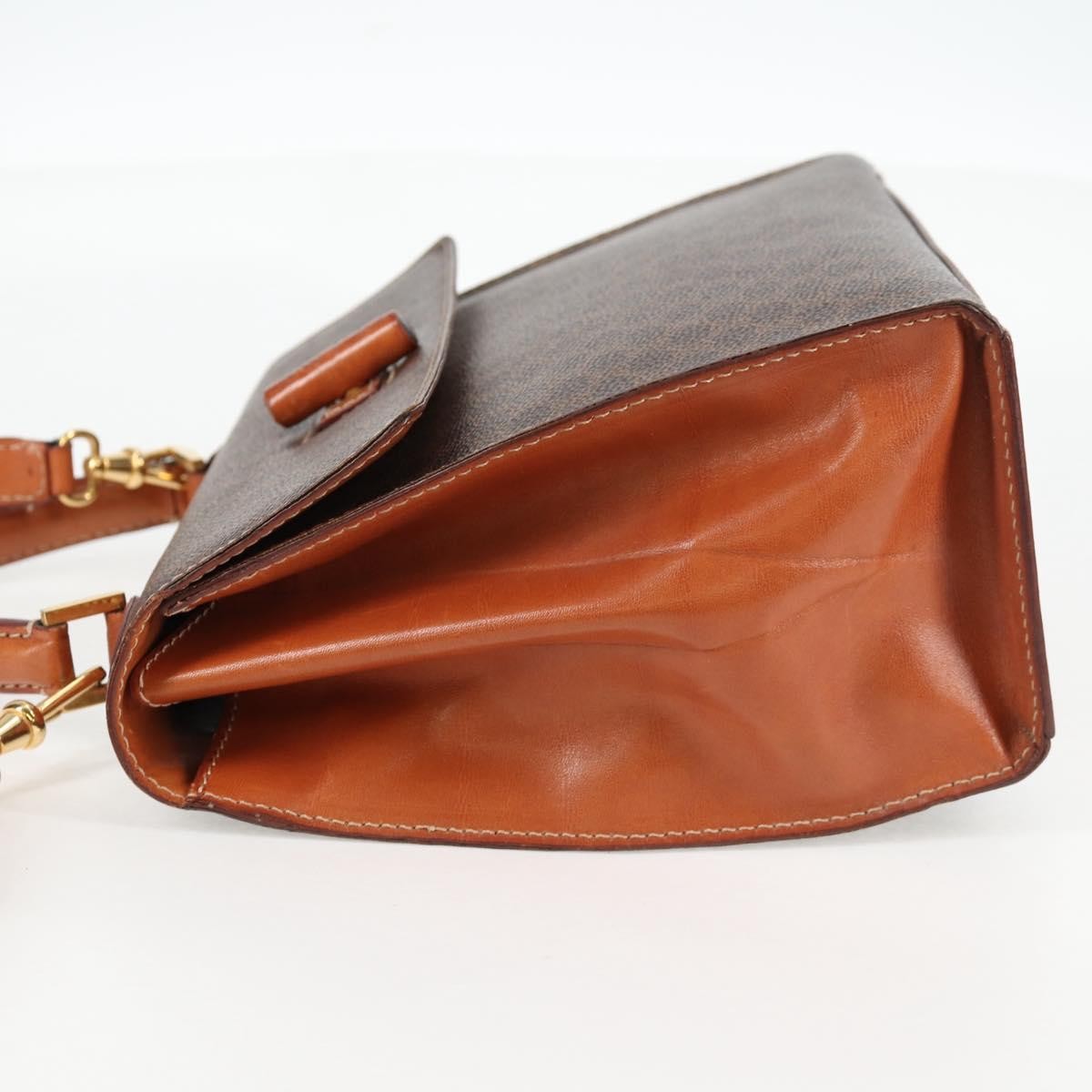 Celine Vintage Convertible Top Handle Bag Macadam Coated Canvas, BROWN, CANVAS, Handbag