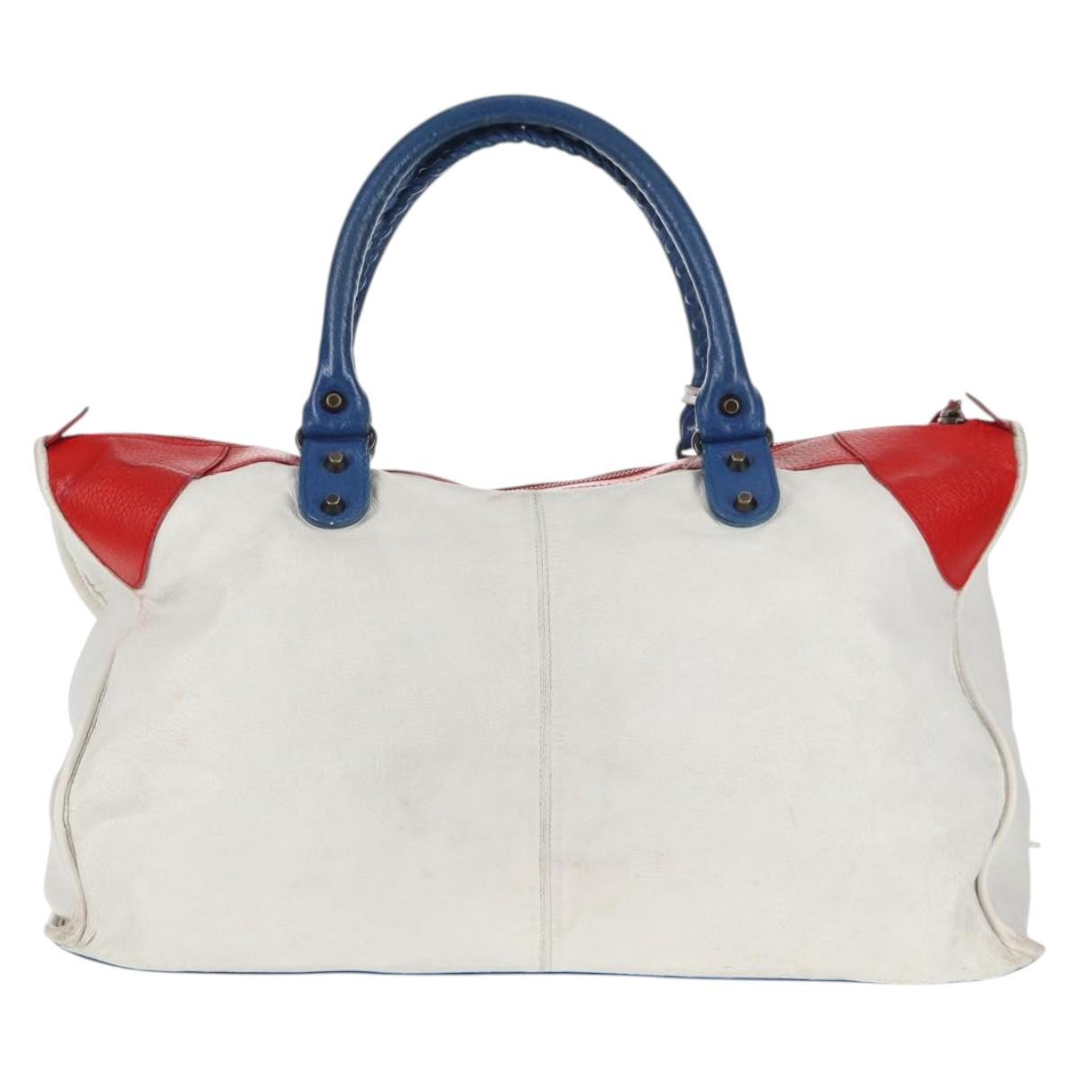 Balenciaga Work Classic Studs Bag Leather, WHITE, LEATHER, Handbag