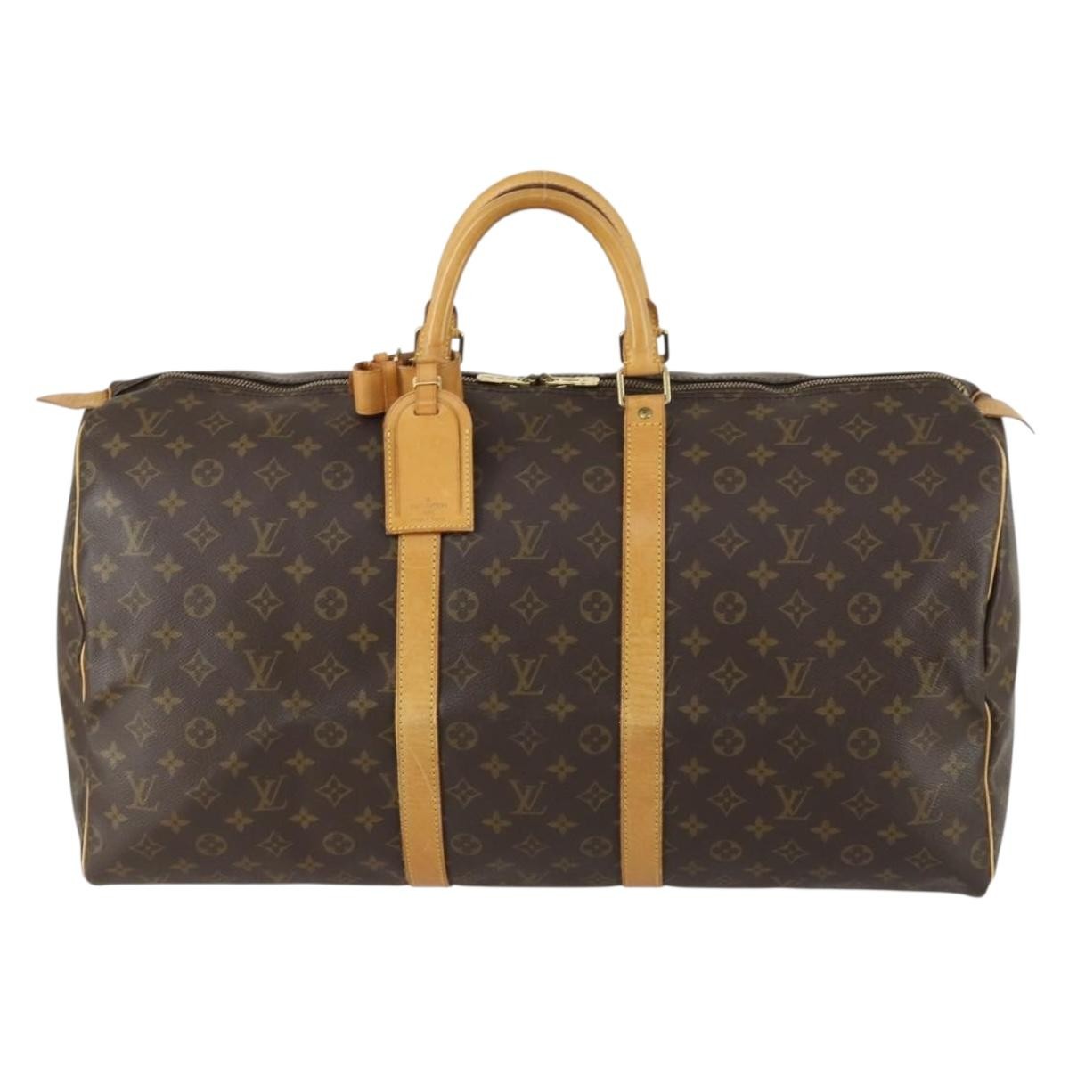 Louis Vuitton Keepall Bag Monogram Canvas, BROWN, CANVAS, Travel bag