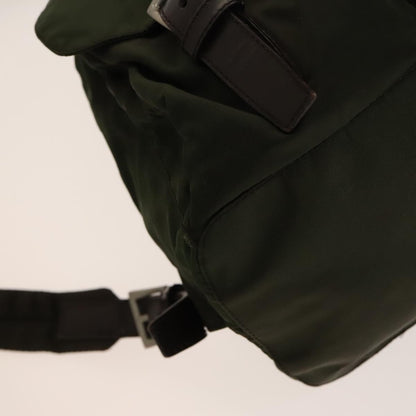 Prada Vela Double Front Pocket Backpack Tessuto with Saffiano Leather, KHAKI, NYLON, Backpack